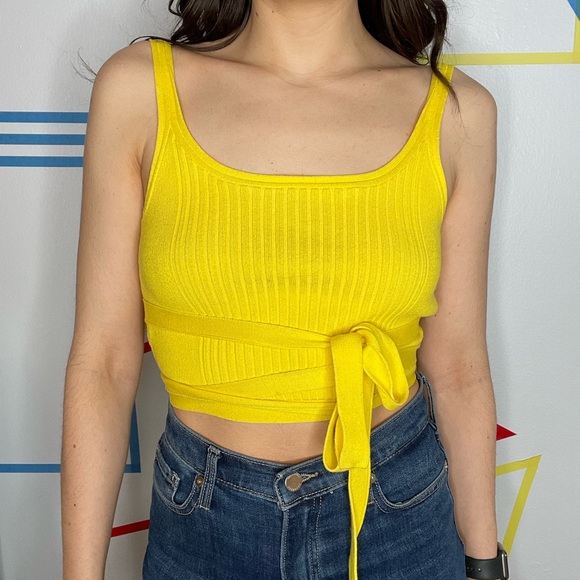 Yellow Wrap Top - Picture 2 of 3